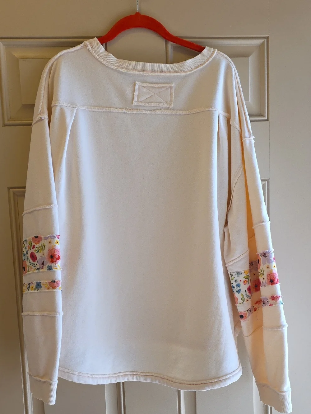 Sage + Fig Floral Appliqué Oversized Top - Boho Daisy Pullover EUC, LG - Picture 10 of 12